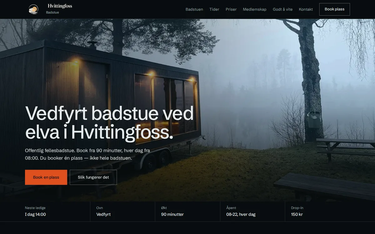 Nettsiden til Hvittingfoss Badstue