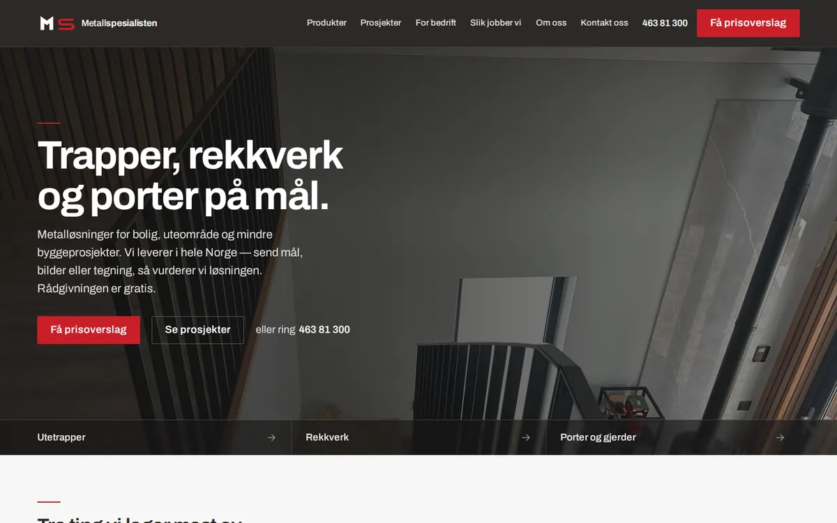 Nettsiden til Metallspesialisten