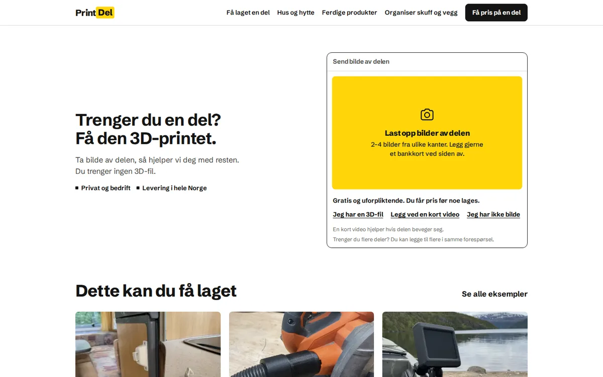 Nettsiden til PrintDel