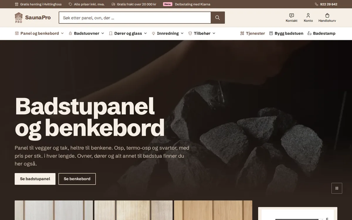 Nettbutikken SaunaPro på PC